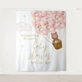 Teddy Bear Pink Baby Dusche Foto Hintergrund Wandteppich (Vorderseite)