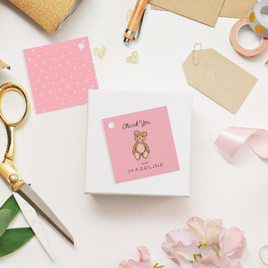 Teddy Bear Pink Baby Dusche Geschenkanhänger