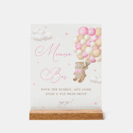Teddy Bear Pink Baby Dusche Mimosa Bar Acrylschild