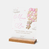 Teddy Bear Pink Baby Dusche Mimosa Bar Acrylschild (Winkel)