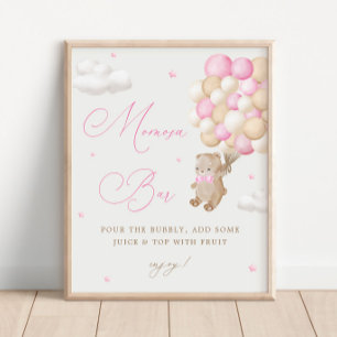 Teddy Bear Pink Baby Dusche Mimosa Bar Poster