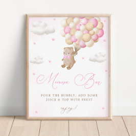 Teddy Bear Pink Baby Dusche Mimosa Bar Poster