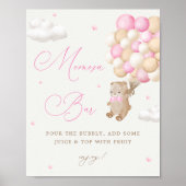 Teddy Bear Pink Baby Dusche Mimosa Bar Poster (Vorne)