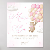 Teddy Bear Pink Baby Dusche Mimosa Bar Poster (Vorne)