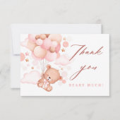 Teddy Bear Pink Baby Dusche warten Dankeskarte (Vorderseite)