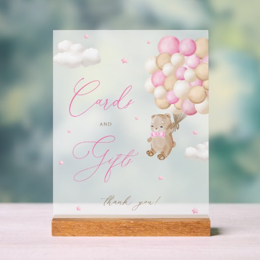 Teddy Bear Pink Baby Duschkarten & Geschenke Acrylschild (Neutral)