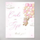 Teddy Bear Pink Baby Duschkarten & Geschenke Poster (Vorne)