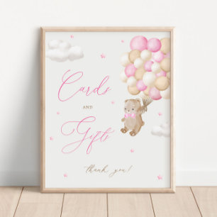 Teddy Bear Pink Baby Duschkarten & Geschenke Poster