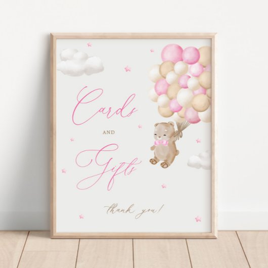 Teddy Bear Pink Baby Duschkarten & Geschenke Poster