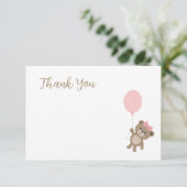 Teddy Bear Pink Babydusche Danke Notiz Card (Stehend Vorderseite)