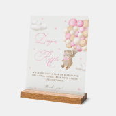 Teddy Bear Pink Babydusche Windelwindeln Acrylschild (Winkel)