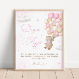 Teddy Bear Pink Babydusche Windelwindeln Poster