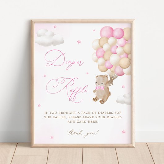 Teddy Bear Pink Babydusche Windelwindeln Poster