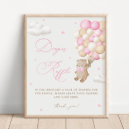 Teddy Bear Pink Babydusche Windelwindeln Poster