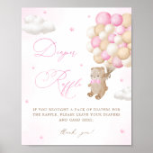 Teddy Bear Pink Babydusche Windelwindeln Poster (Vorne)