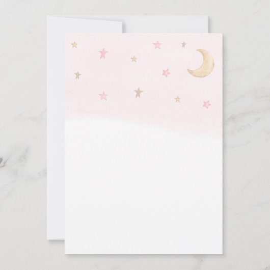 Teddy Bear Pink Ballon Wolken & Stars Babydusche Einladung (Rückseite)