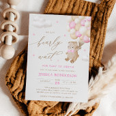 Teddy Bear Pink Ballons Kinderdusche Einladung