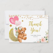 Teddy Bear Pink Balloon Baby Dusche Danke Karte (Vorderseite)