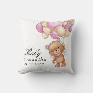 Teddy Bear Pink Balloon Baby Duschkopf Kissen