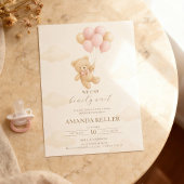 Teddy Bear Pink Balloon Babydusche Einladung