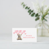 Teddy Bear Pink Balloon Girl Baby Registery Begleitkarte (Stehend Vorderseite)