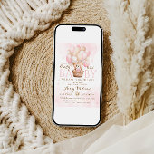 Teddy Bear Pink Balloon Girl Babydusche Einladung