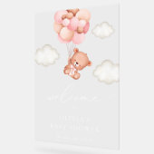 Teddy Bear, Pink Balloons, Baby Dusche Willkommen Acrylschild (Winkel)