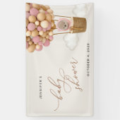 Teddy Bear, Pink Balloons, Baby Dusche Willkommen Banner (Vertikal)