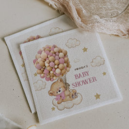 Teddy Bear Pink Balloons Baby Girl Duschdekor Serviette