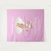 Teddy Bear Pink Balloons Babydusche Hintergrund Wandteppich (Vorderseite (Horizontal))
