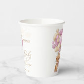 Teddy Bear Pink Balloons Babydusche Pappbecher (Links)