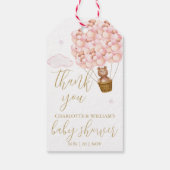 Teddy Bear Pink Balloons Babydusche Vielen Dank Geschenkanhänger (Rückseite)