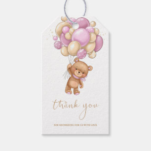 Teddy Bear Pink Balloons Babydusche Vielen Dank Geschenkanhänger