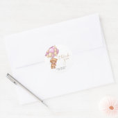 Teddy Bear Pink Balloons Babydusche Vielen Dank Runder Aufkleber (Umschlag)
