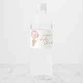 Teddy Bear Pink Balloons Babydusche Wasserflaschenetikett (Vorderseite)