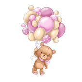 Teddy Bear PINK Balloons Danke Karte