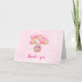 Teddy Bear Pink Balloons Danke Karte (Vorderseite)