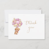 Teddy Bear Pink Balloons Diaper Raffle Einladung (Rückseite)