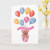 Teddy Bear Pink Balloons Girl Happy Birthday Card Karte (Gelbe Blume)