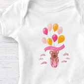 Teddy Bear Pink Balloons Girl Name Baby Strampler
