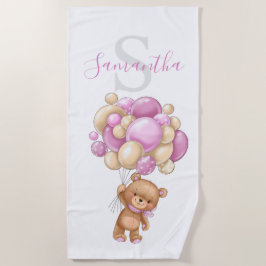 Teddy Bear Pink Balloons Strandtuch für Kinder