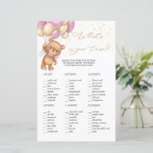 Teddy Bear Pink Balloons Was ist in eurem Purse Ga (Stehend Vorderseite)