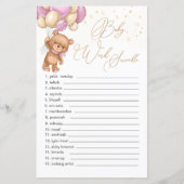 Teddy Bear Pink Balloons Word Scramble Game (Vorderseite)