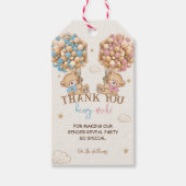 Teddy Bear Pink Blue Boho Gender-Bericht Danke Geschenkanhänger (Vorderseite)