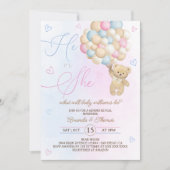 Teddy Bear Pink Blue Gender Reveal Einladung (Vorderseite)