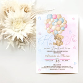 Teddy Bear Pink Blue Gender Reveal Einladung