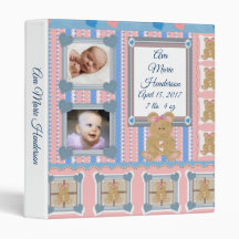 Teddy Bear Pink Blue Girl Baby Foto Album