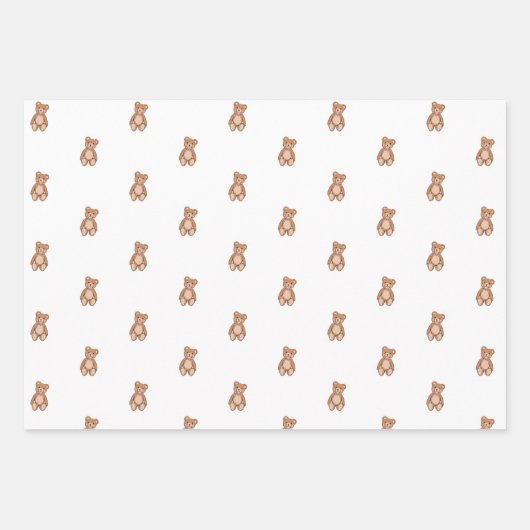 Teddy Bear Pink Bow Baby Dusche Geschenkpapier Set (Vorderseite)