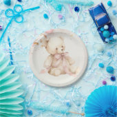 Teddy Bear Pink Champagne Gold Party Plates Pappteller (Party)