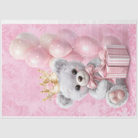 Teddy Bear Pink Colors Tissue Paper Seidenpapier (Vorderseite)
